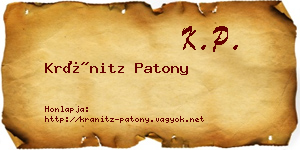 Kránitz Patony névjegykártya